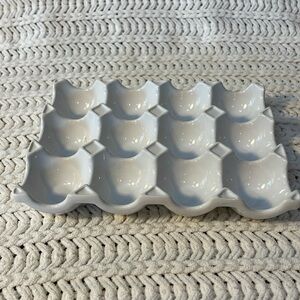 White Ceramic Egg Holder, Food Network, White, Holds One Dozen Eggs